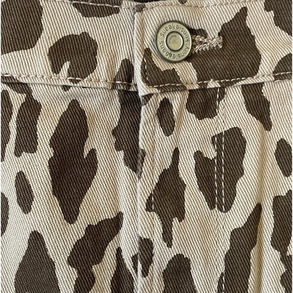 Kenzie Animal Print Mini Skirt Size 10 Stretch Denim Brown & Tan - Picture 2 of 12